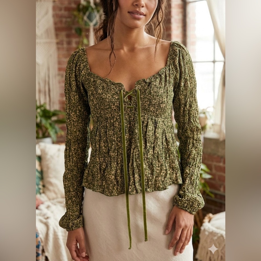 Privy Green Floral Blouse